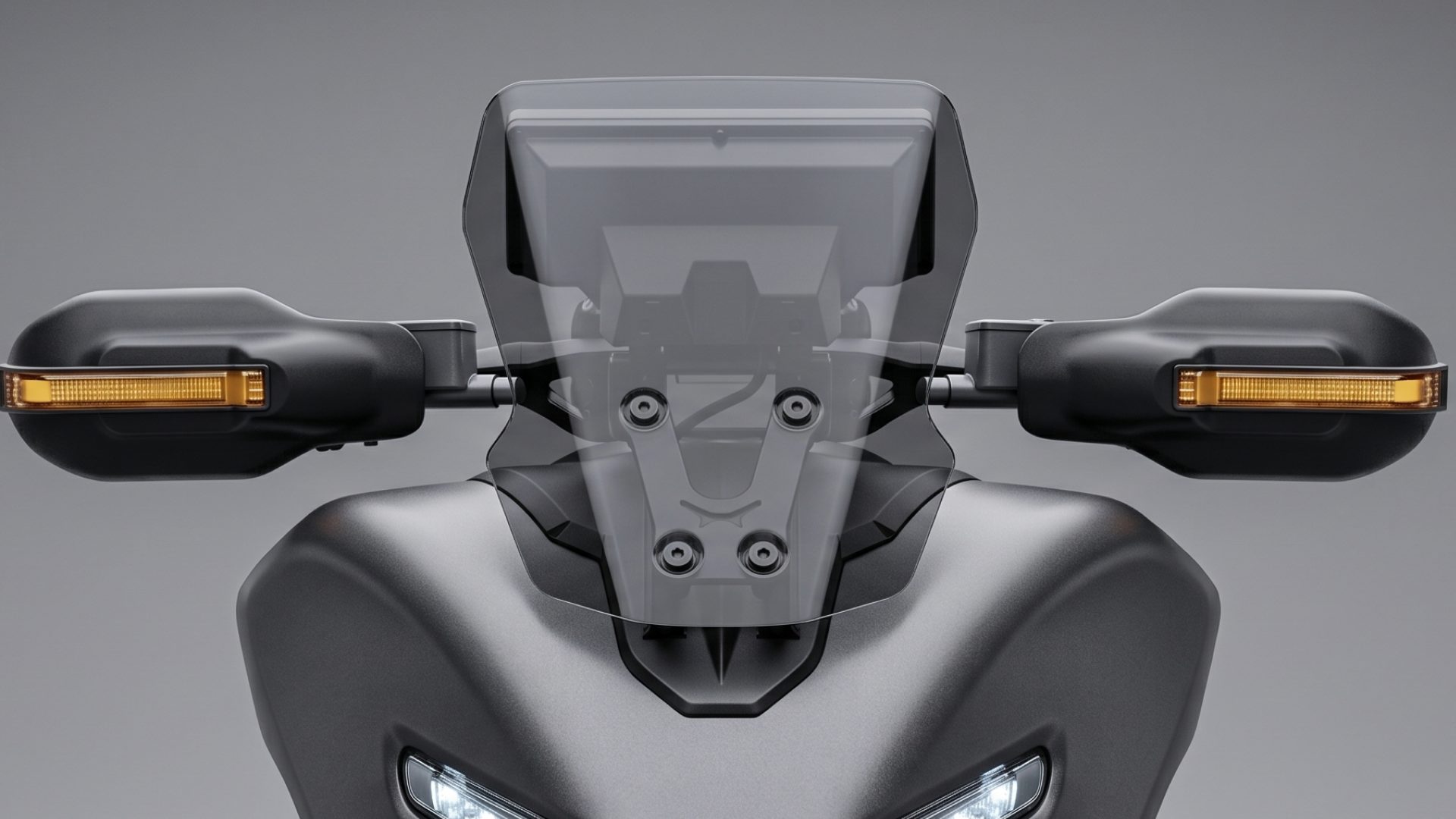 Front detailed view — handguards and windshield, product render
