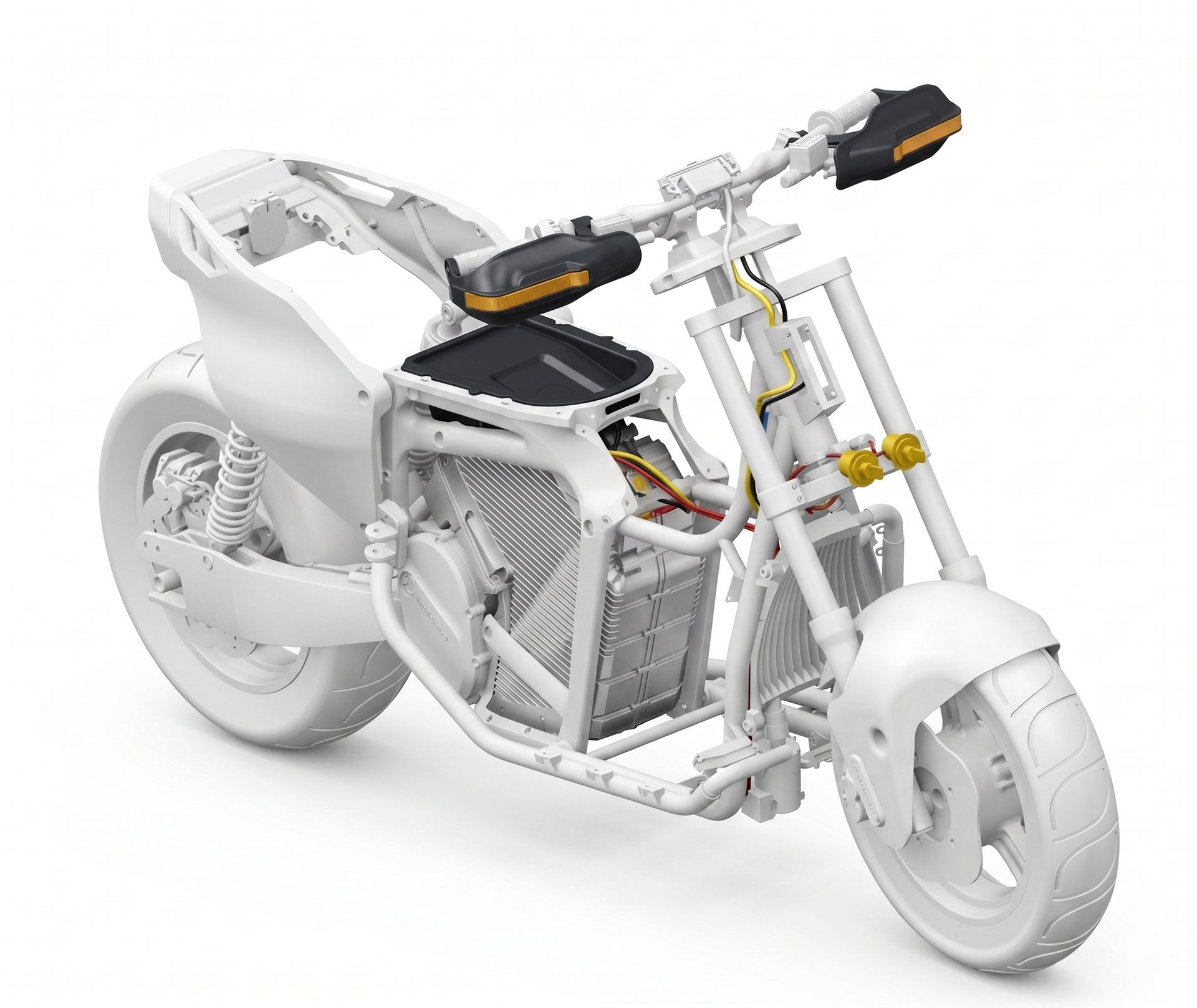 Full bike render showcasing the electronics sub-assembly