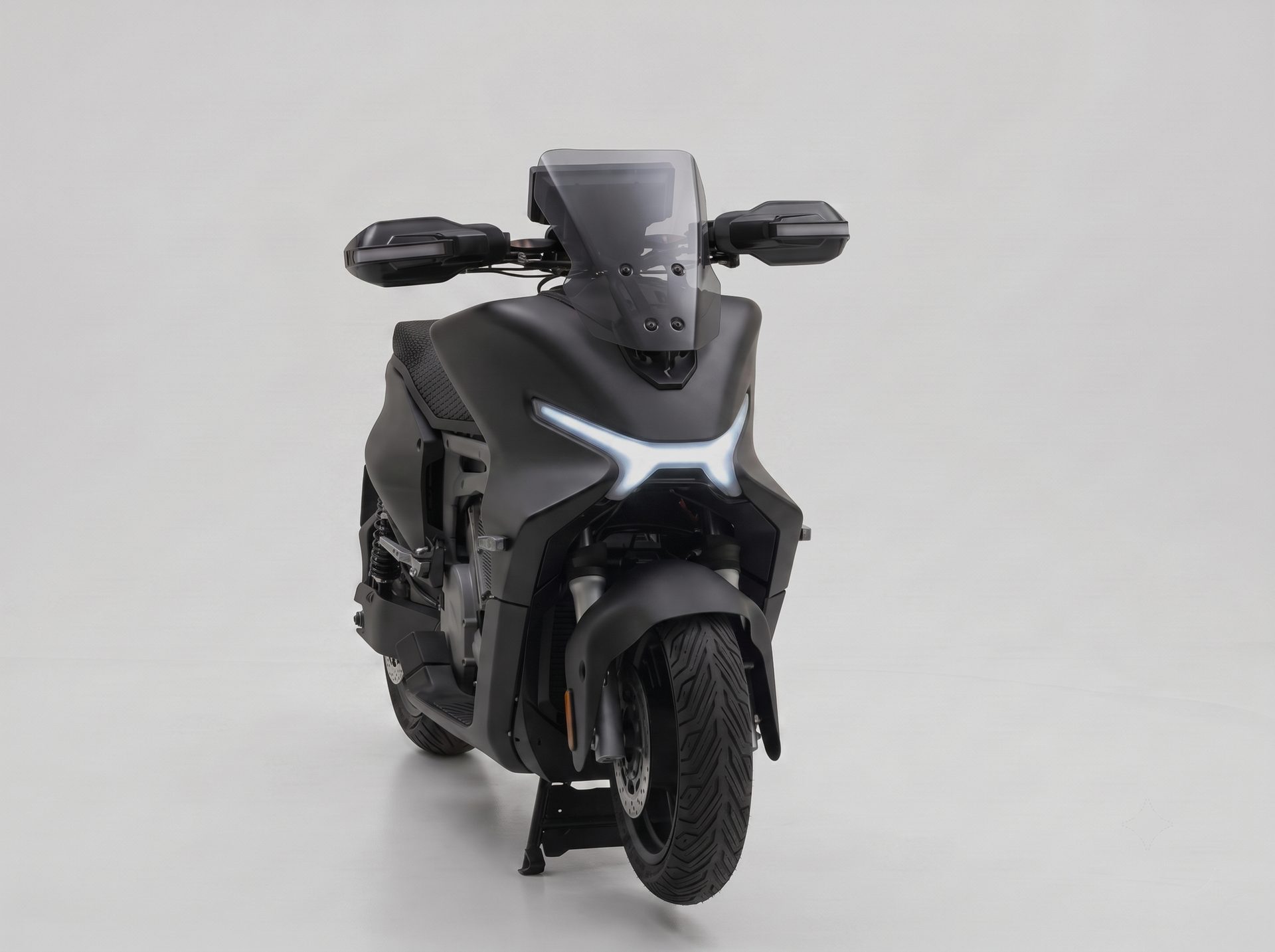 Studio photo of the finished bike from a front side view