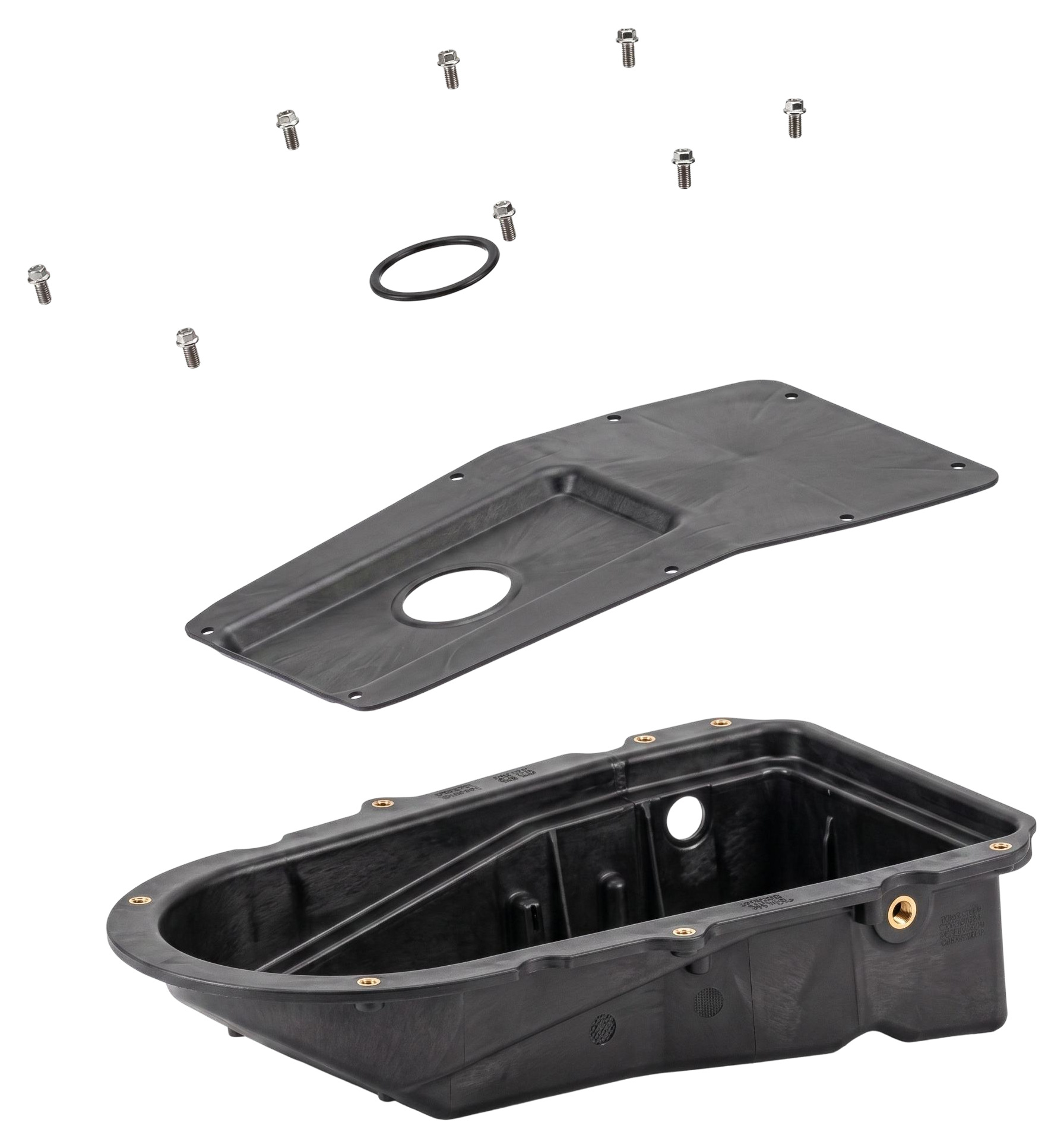 Exploded view of the injection-molded PDU enclosure and glovebox cover