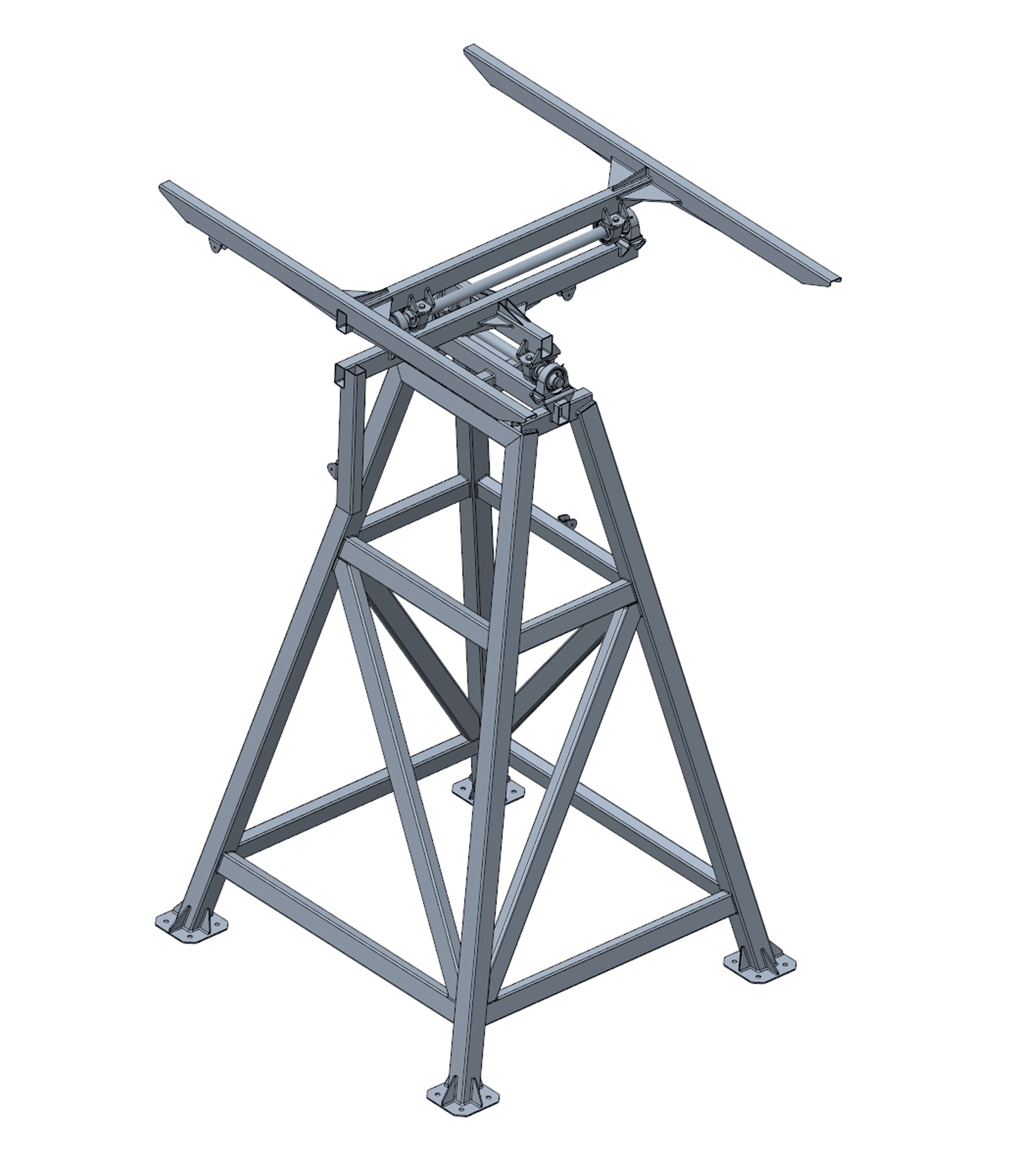 Structural frame of the tracker with the linear actuators in place