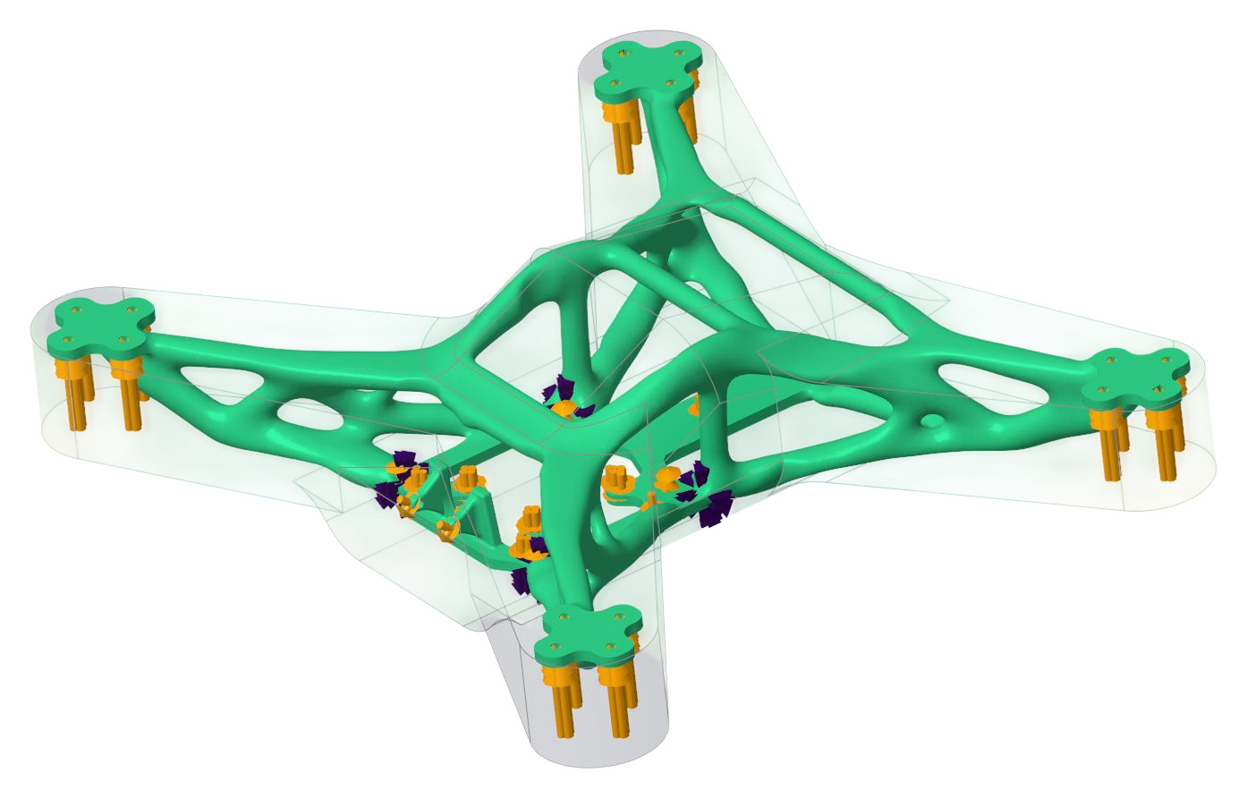 Topology optimization result inside the original bounding geometry