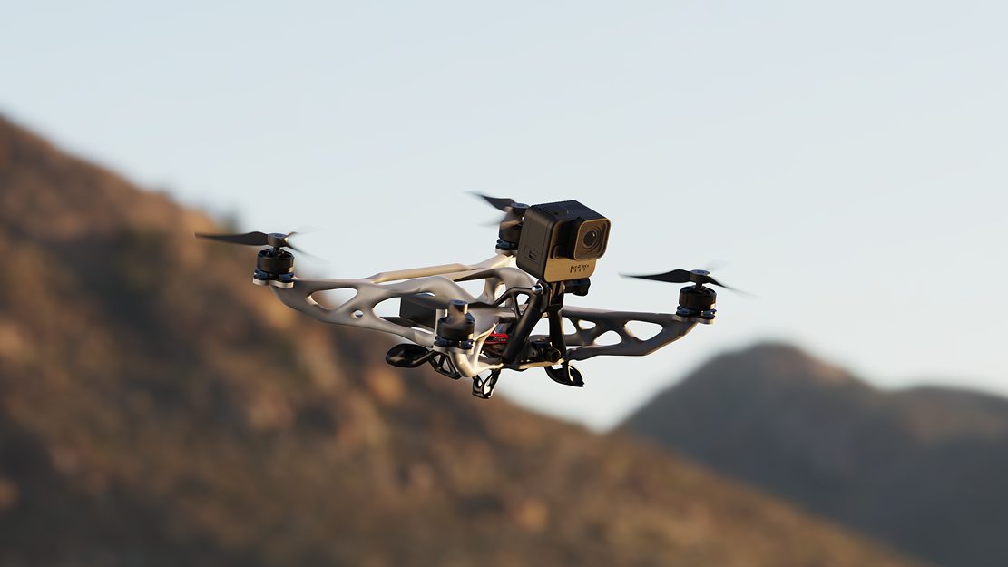 Kyte in flight over the ridge