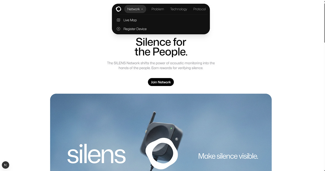 Screenshot from the UI of the system: the public-facing Silens page