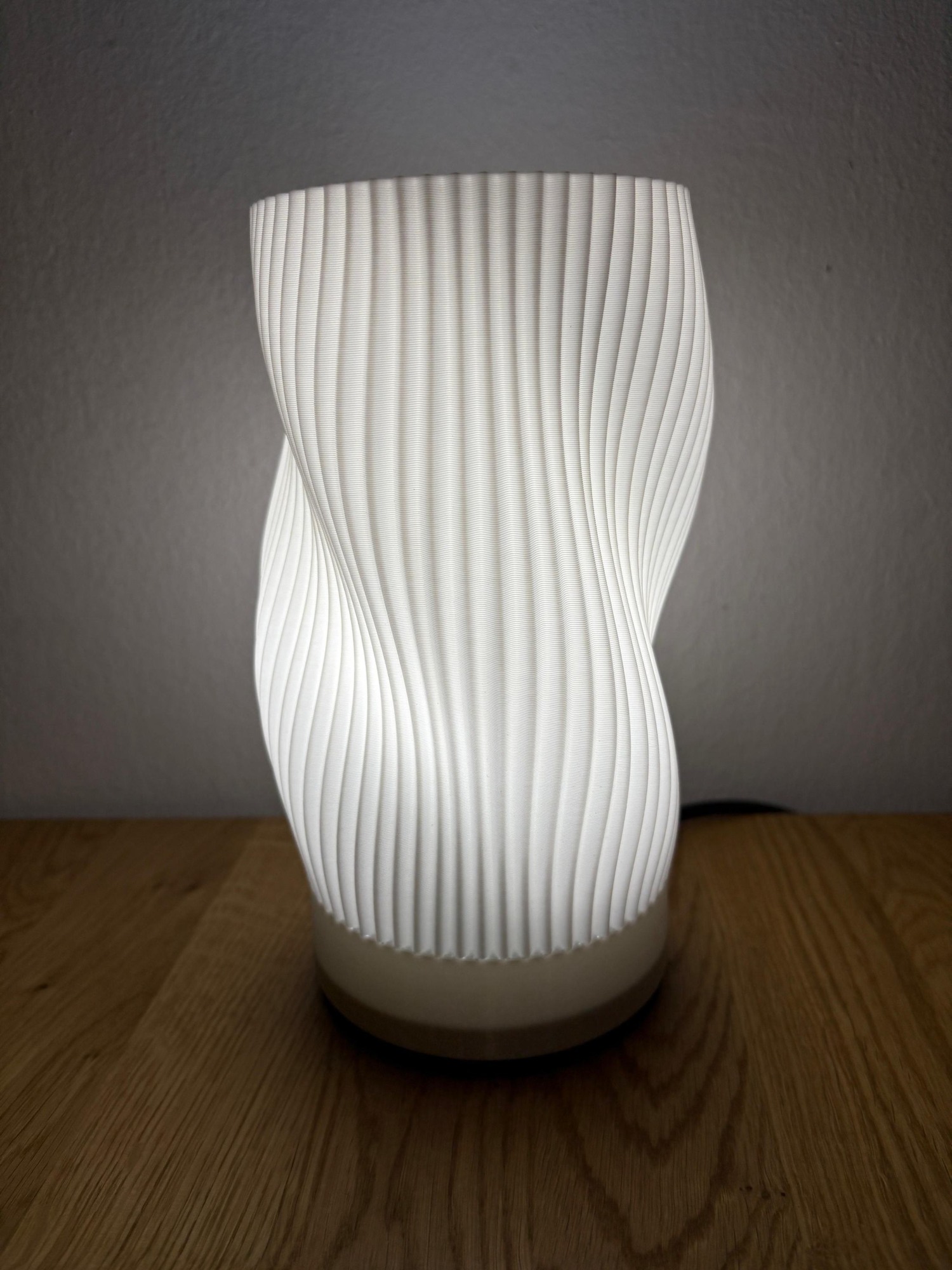 The printed shade on its turned base